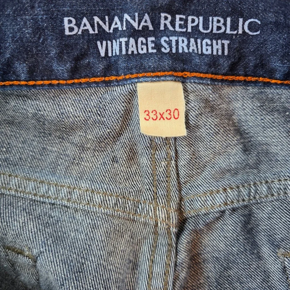 Banana Republic Vintage Straight Jeans Medium Indigo 33x30 Mens Denim
